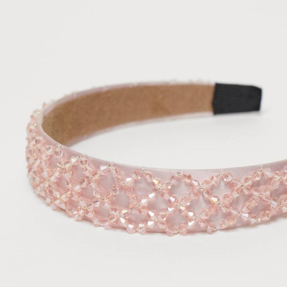 H&M Pink Beaded Shiny Headband